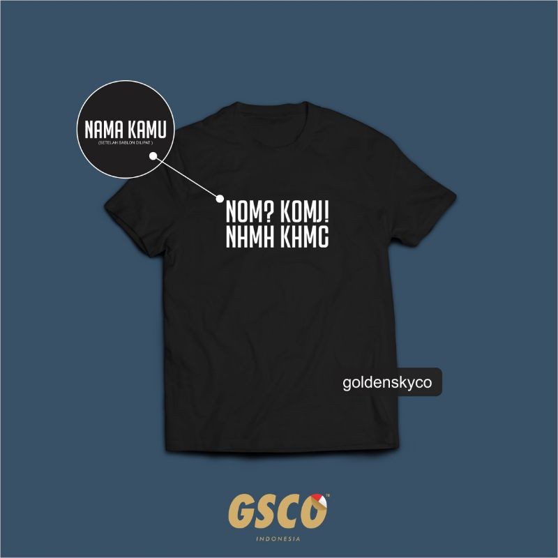 Kaos Ilusi Sablon Lipat Nama atau Kalimat Custom