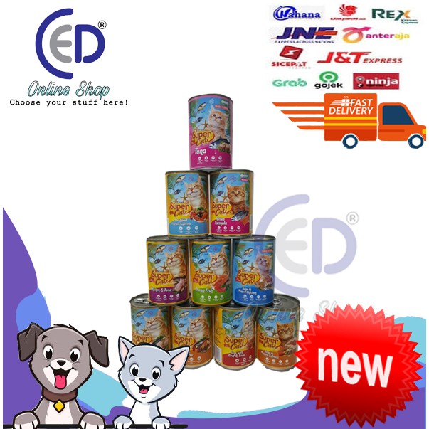 Makanan kucing basah super cat kaleng 400gr all varian  ( WAJIB DENGAN BUBBLE WRAPS)