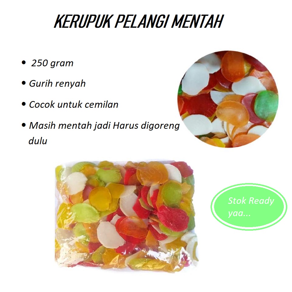 

Kerupuk Pelangi Bulat Keripik Singkong Mentah 250 gr