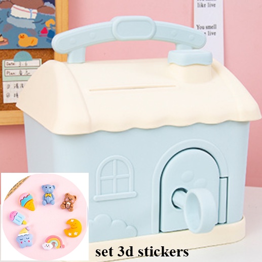 [ORGM] Pajangan Dekorasi Celengan Koin Bentuk Rumah dengan Sticker set 3D Bisa Koin Bisa Kertas Kado Anak