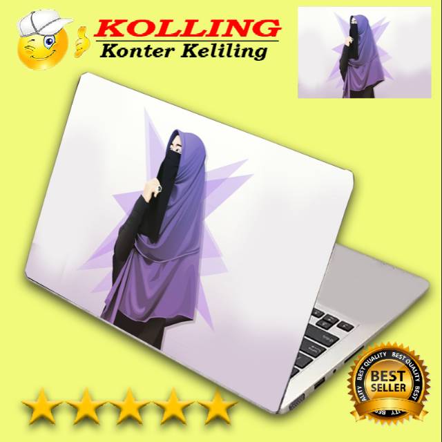 Garskin Laptop wanita berhijab ungu Skin Laptop Stiker Laptop