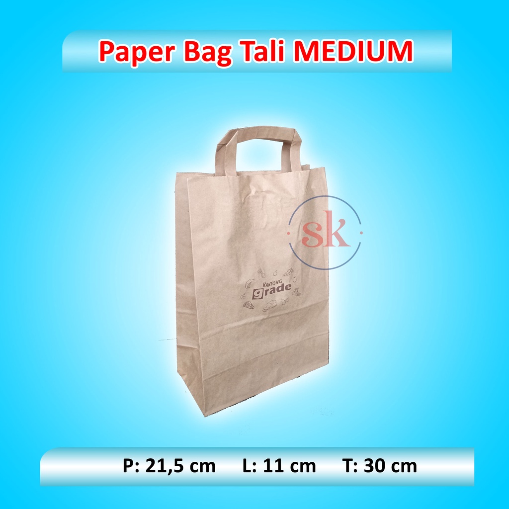 

Paper Bag Tali Polos Coklat Tas Kertas Souvenir Kado Makanan Kue MEDIUM
