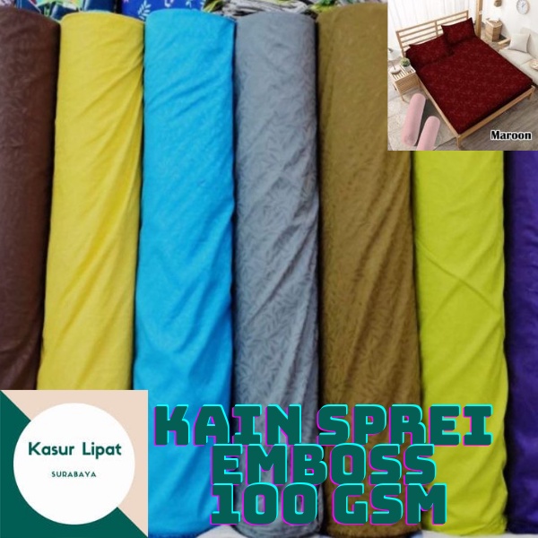 KAIN SPREI EMBOSS 100 GSM MOTIF BUNGA ABSTRAK LEBAR 240 CM