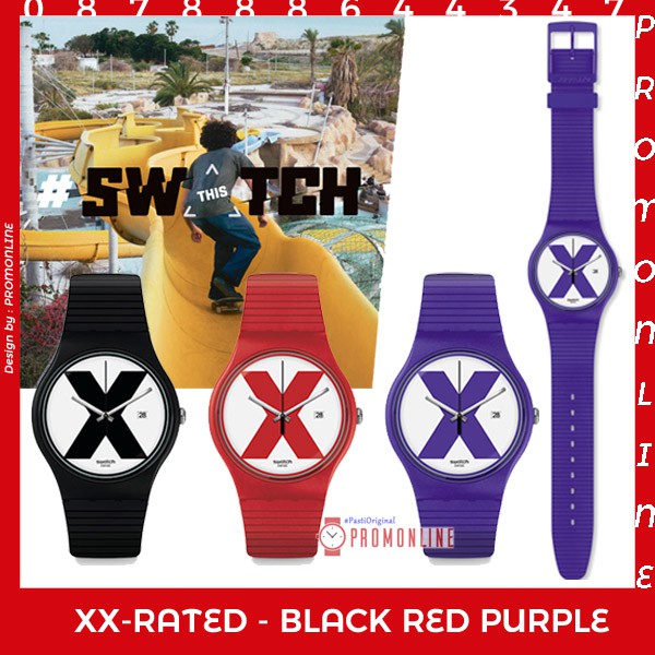 (Hitam Ready) Swatch Original XX-RATED BLACK RED PURPLE SUOB402 (Garansi Resmin2th) Swatch SUOV401