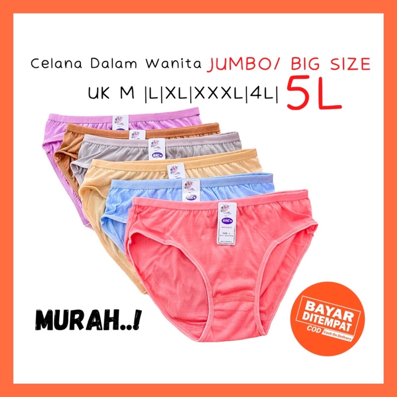 1 Lusin Celana Dalam Wanita Dewasa Jumbo Bigsize Katun Murah GHC M L XL XXL 4L / Pakaian Dalam Wanita CD Celana Dalam Wanita Lusinan Jumbo Celana Dalam Ibu Polos Murah / Cawet Kancut Undies Wanita Dewasa Jumbo GHC / Celana Dalam Bisa Untuk Ibu Hamil