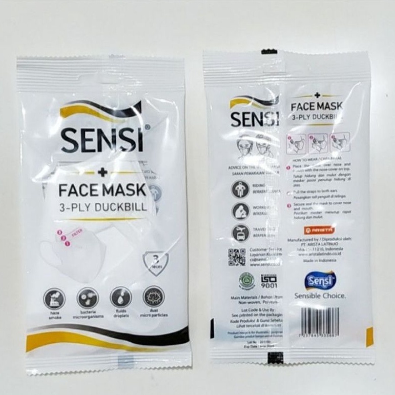 SENSI Duckbill 3Ply Mask isi 3pcs Masker Medis 3ply Sensimask