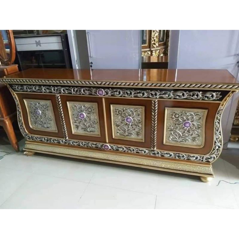 BUFET TV UKIR MEWAH KAYU JATI