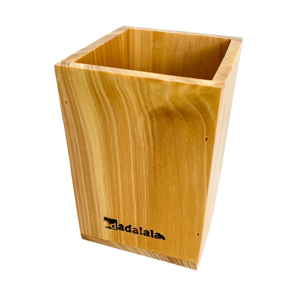 DADALALA Kotak Kayu Serbaguna Ukuran 10x10x14 Cm, Multifungsi Untuk Penyimpanan Pensil dan Sendok