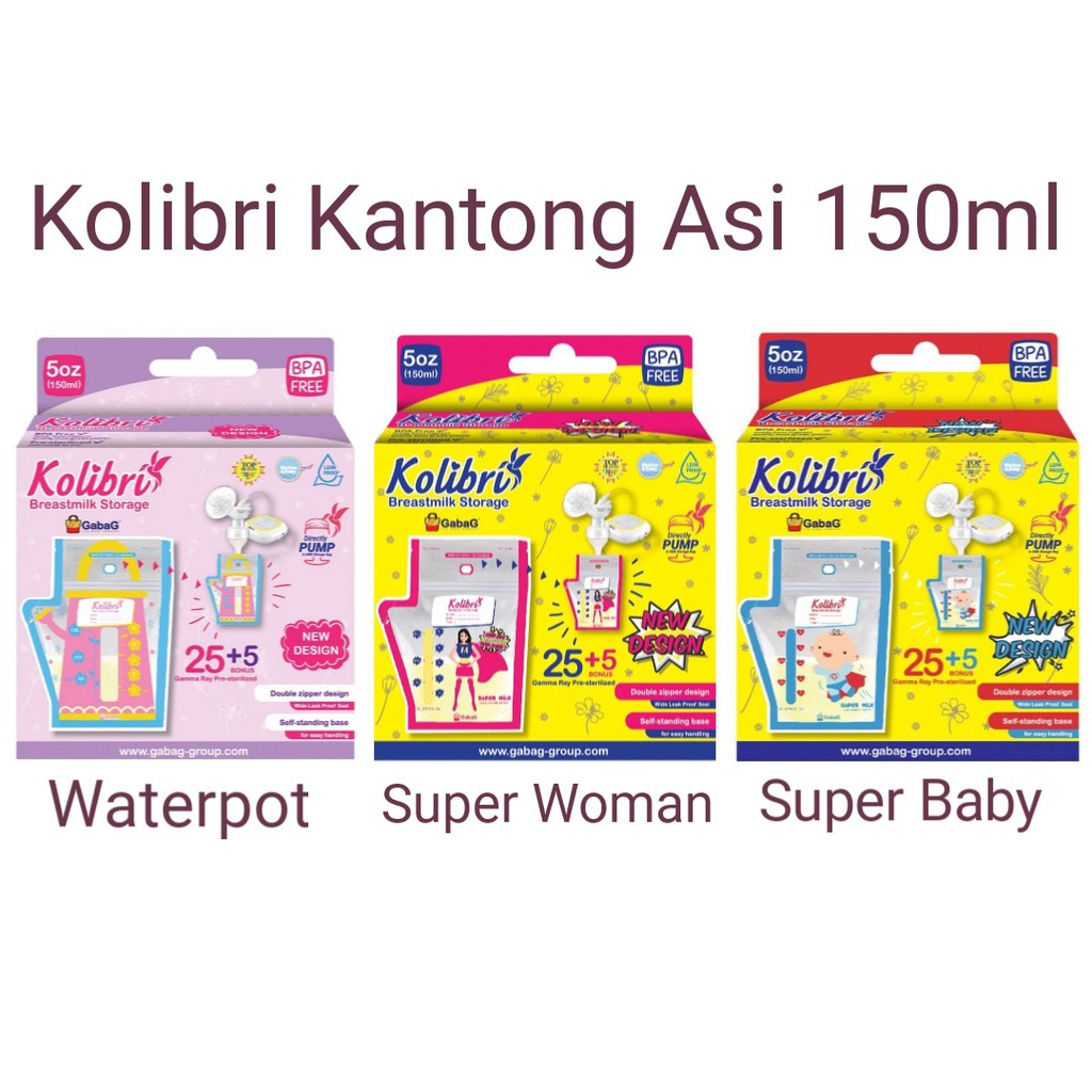 Gabag Breastmilk Storage Bags Kantung Asi Kolibri  Smart Classic Blue Pink 100ml 100 ml 120ml 150ml Yellow 180ml