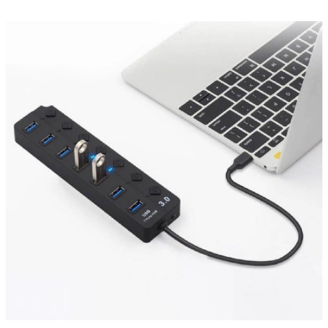 Usb 3.0 hub 7 port switch on-off 5Gbps 30cm cable with Dc 5v power 507-Terminal usb3.0 7 slot saklar