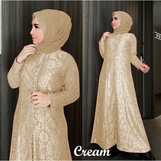 KARIN DRESS PESTA TERBARU MODEL MUTIARA MUSLIM GAMIS PANJANG WANITA