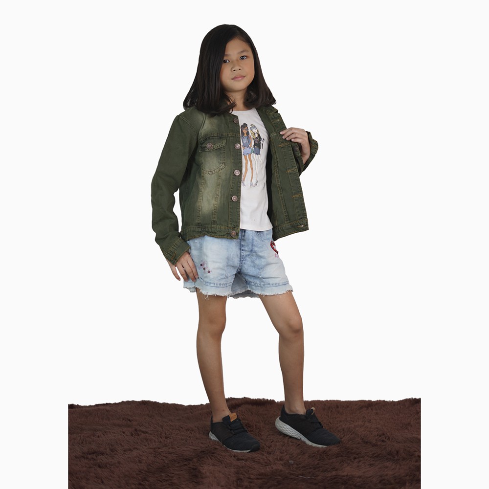 Jaket Jeans Denim Outdoor Washed anak remaja Unisex - XSHOP Demi