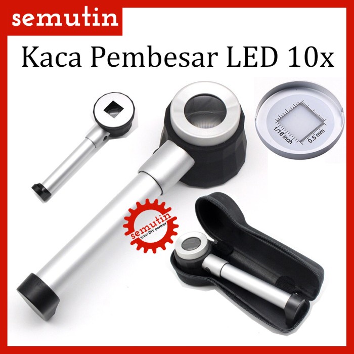 

Kaca Pembesar LED 10x / Lampu Lup Lensa Magnifier Handheld / Membaca