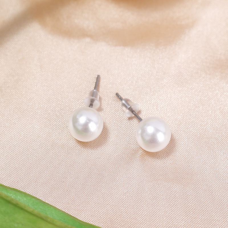 Anting Tusuk Aksen Mutiara Bahan Resin Hypoallergenic Ukuran 8mm