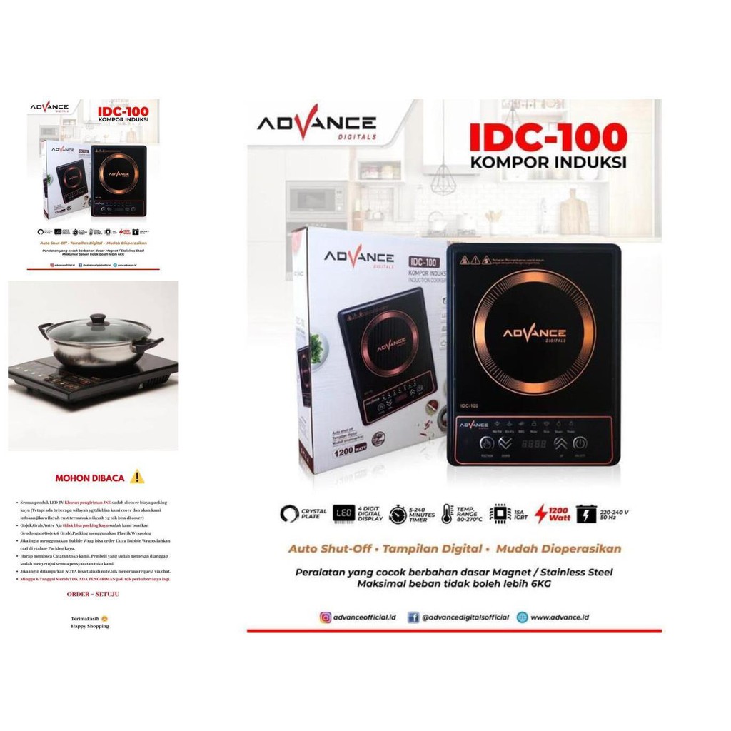 advance induction cooker idc100 kompor listrik induksi advance idc 100