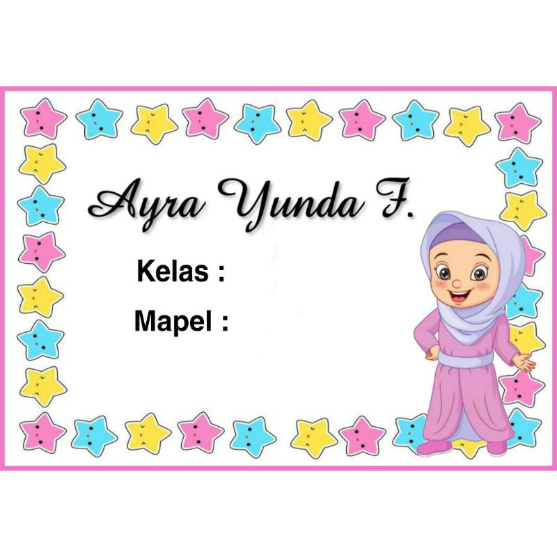 

(ISI 50 PCS) LABEL BUKU SEKOLAH ANAK MUSLIMAH