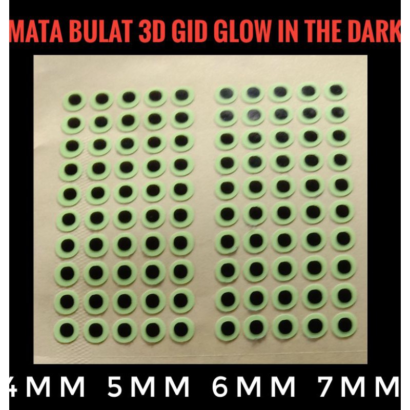 Stiker Mata Ikan Bentuk Bulat 3D Glow In The Dark GID Menyala Dalam Gelap