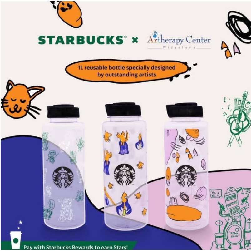 Starbucks Tumbler Artherapy Center Kreaby 1 Liter Reusable Water Bottle Plastic Starbuck Kreaby 1L B