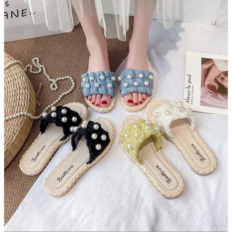 Sandal Selop Jelly Wanita Kain Mutiara Cute Springkle 865