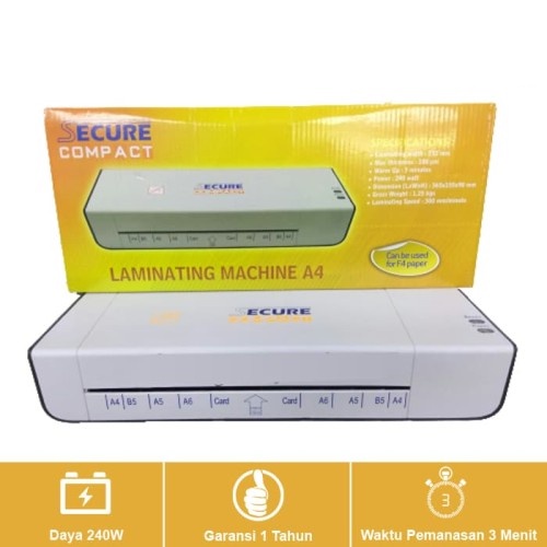 

Mesin Laminating SECURE COMPACT Ukuran Kertas A4 Folio F4 Alat Press High Quality Original Garansi Resmi