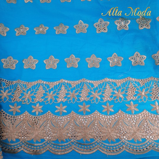 

Alta Moda Katun Bordir Motif Bunga Bintang Biru Langit (1M)
