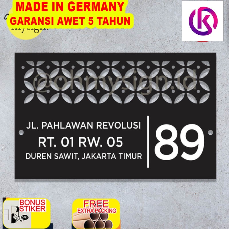 

Promo Custom Nomor Rumah UV Print Laser Cut | Plat Nomor Rumah Modern Batik