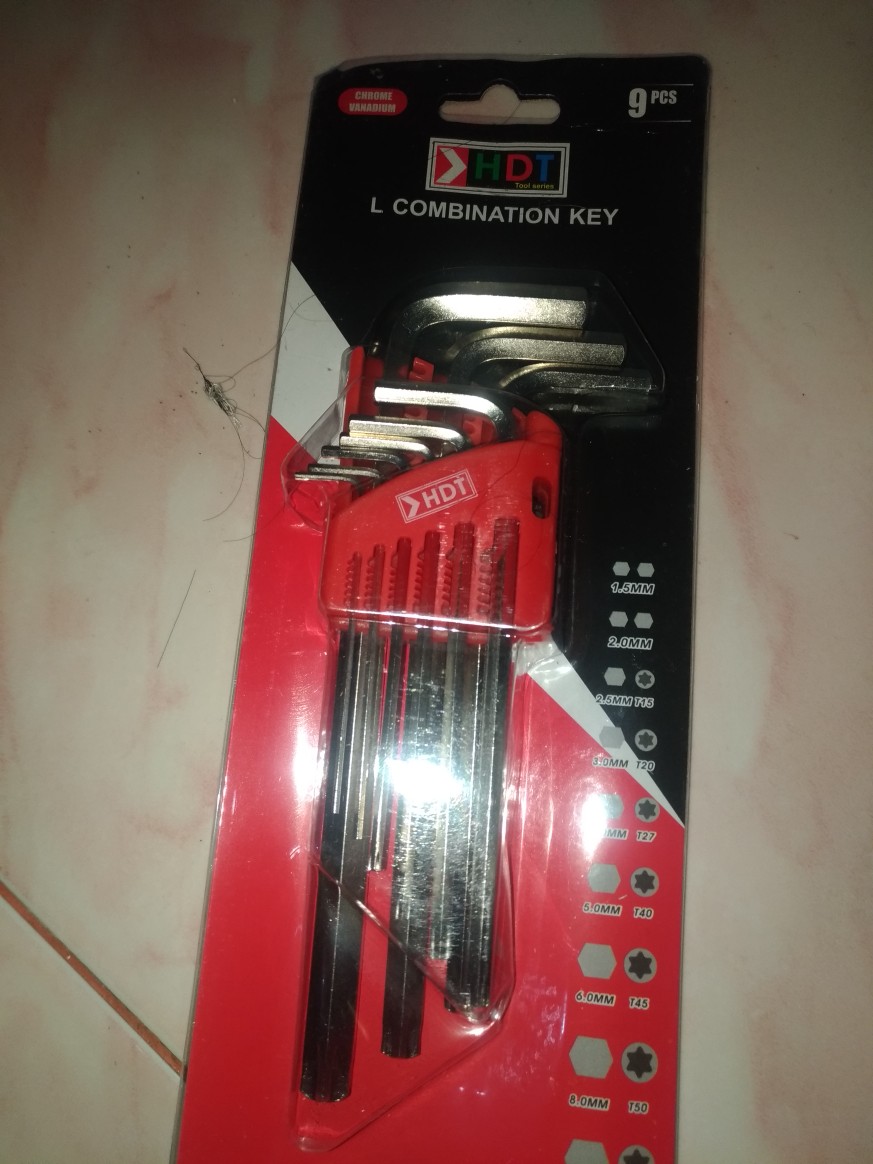 Kunci L Set Bintang Panjang Kombinasi 9 Pcs Hdt