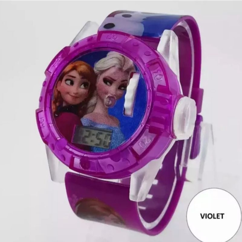 Frozen Jam Tangan Anak Perempuan Laser dan Melodi  Jam Tangan Fashion Anak-anak