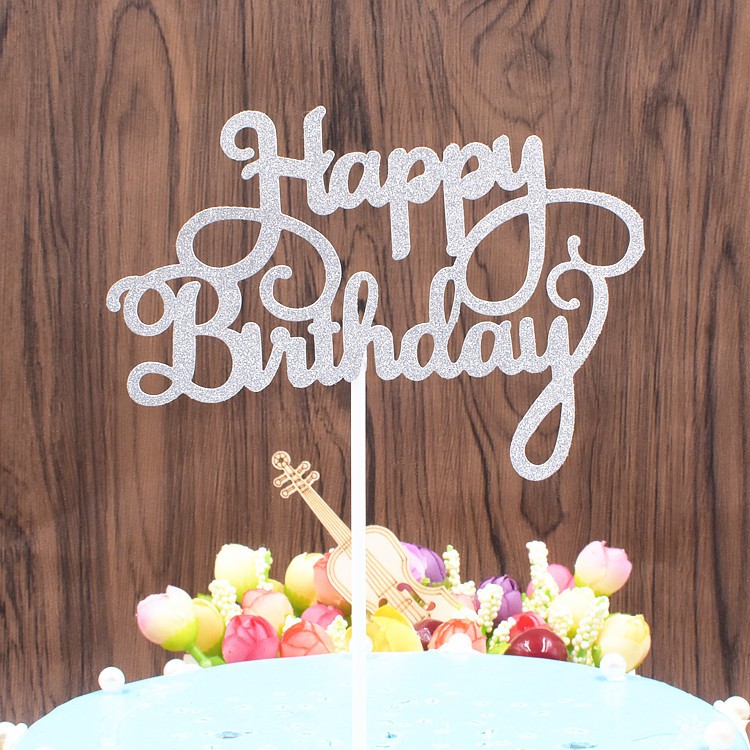 Cake Topper Akrilik Bronzing Sisipan happy birthday Aksesoris Kue -PD