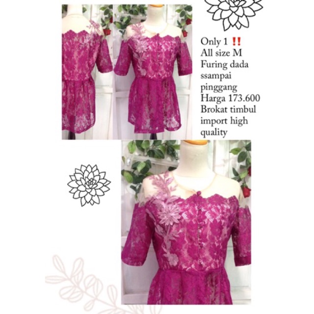LAST STOCK Kebaya Anora sasmaya blouse pesta bali wisuda lamaran fanta pink
