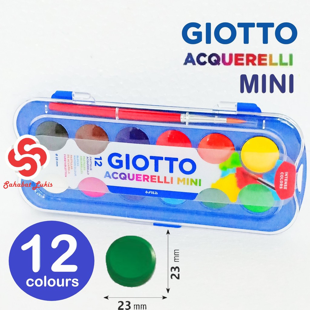 

MINI Giotto Acquerelli 12 Warna (Water Color Cake /Cat Air) / Watercolor Giotto 23mm
