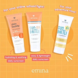 EMINA Sun Battle SPF 30, 45 PA+++  30ml, 60ml - Sunscreen Tabir Surya Wajah Badan Sunblock