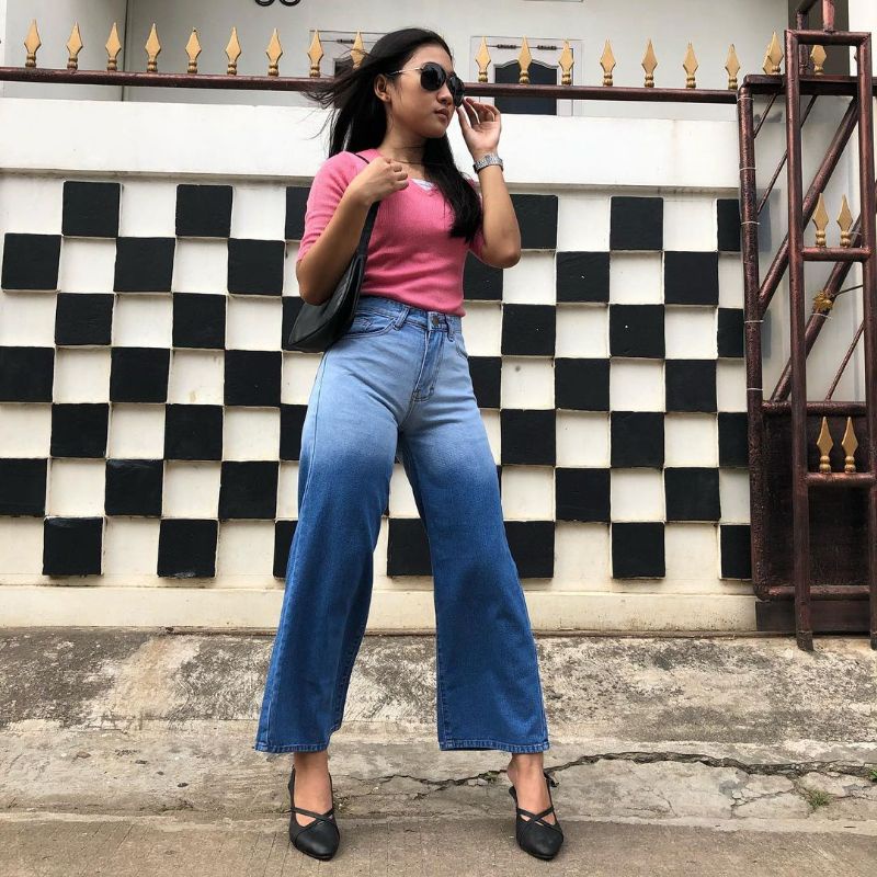 TWO TONE CULLOTE JEANS