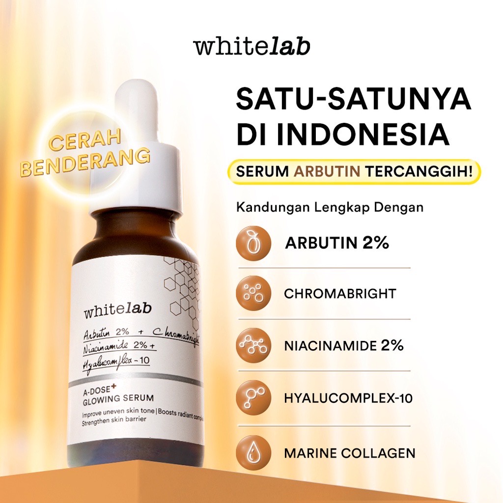 WHITELAB A-Dose+ Glowing Serum Indonesia / Facial Wash Hydrating Essence Toner Ampoule Day Night Underarm Eye Cream Sunscreen Clay Mask Masker Gel Body Soap / Face Acne Brightening Mugwort Heartleaf Niacinamide Paket Wajah Lengkap Set Sabun Krim Pelembab