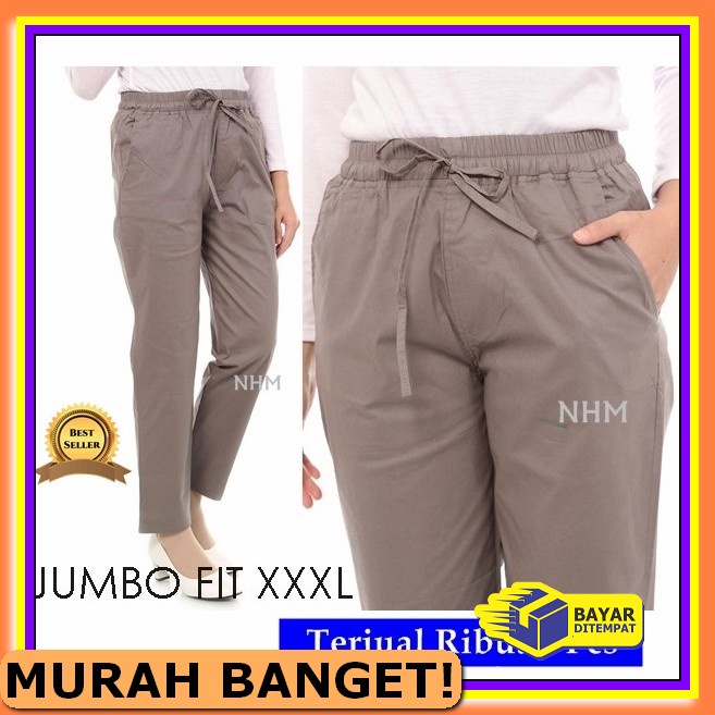 Celana Kain Panjang Kantor Kuliah Outfit Wanita Kekinian Stylish  CN335 Celana Wanita Jumbo Basic