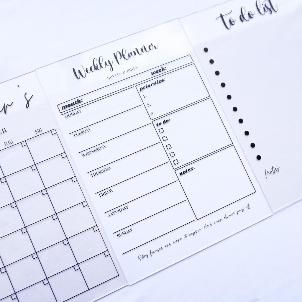 

AKRILIK CUSTOM A5 A4 A3 MONTHLY PLANNER WEEKLY PLANNER TO DO LIST UV PRINTING HADIAH HAMPERS GIFT