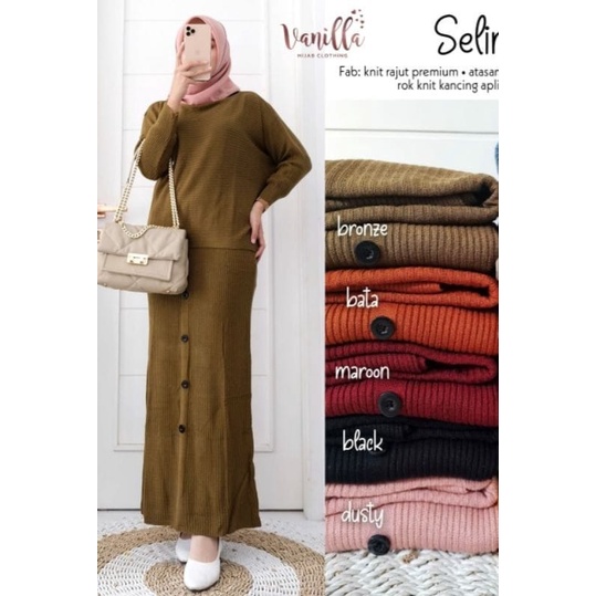 XC -  Set Selina Rok / Setelan Rok / Setelan Wanita / Setelan Polosan Wanita / Setelan Populer