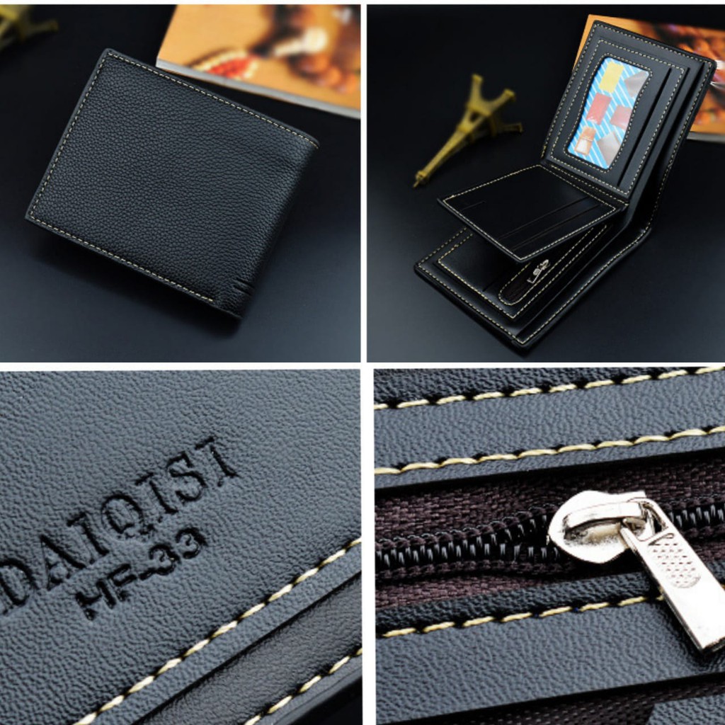 DOMPET LIPAT PRIA IMPORT KULIT ORIGINAL HITAM WA307B5 EAGLE PREMIUM KARTU KECIL PENDEK BATAM BRANDED