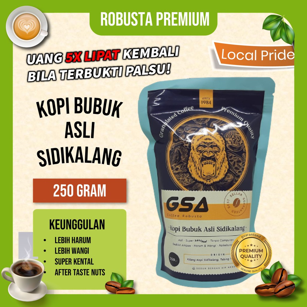 

Kopi Bubuk Hitam Robusta Coffee Sidikalang Sumatra Sumatera Murni Asli Super Premium 250gr