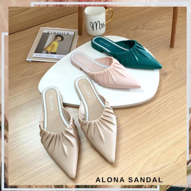 Sandal Selop Jelly Lancip Kerut ALONA