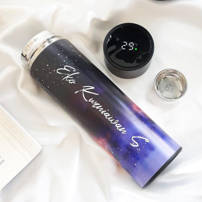 Populer] Custom Thermos Led Fullprint Grafir / Termos Botol Minum Custom Nama - Biru