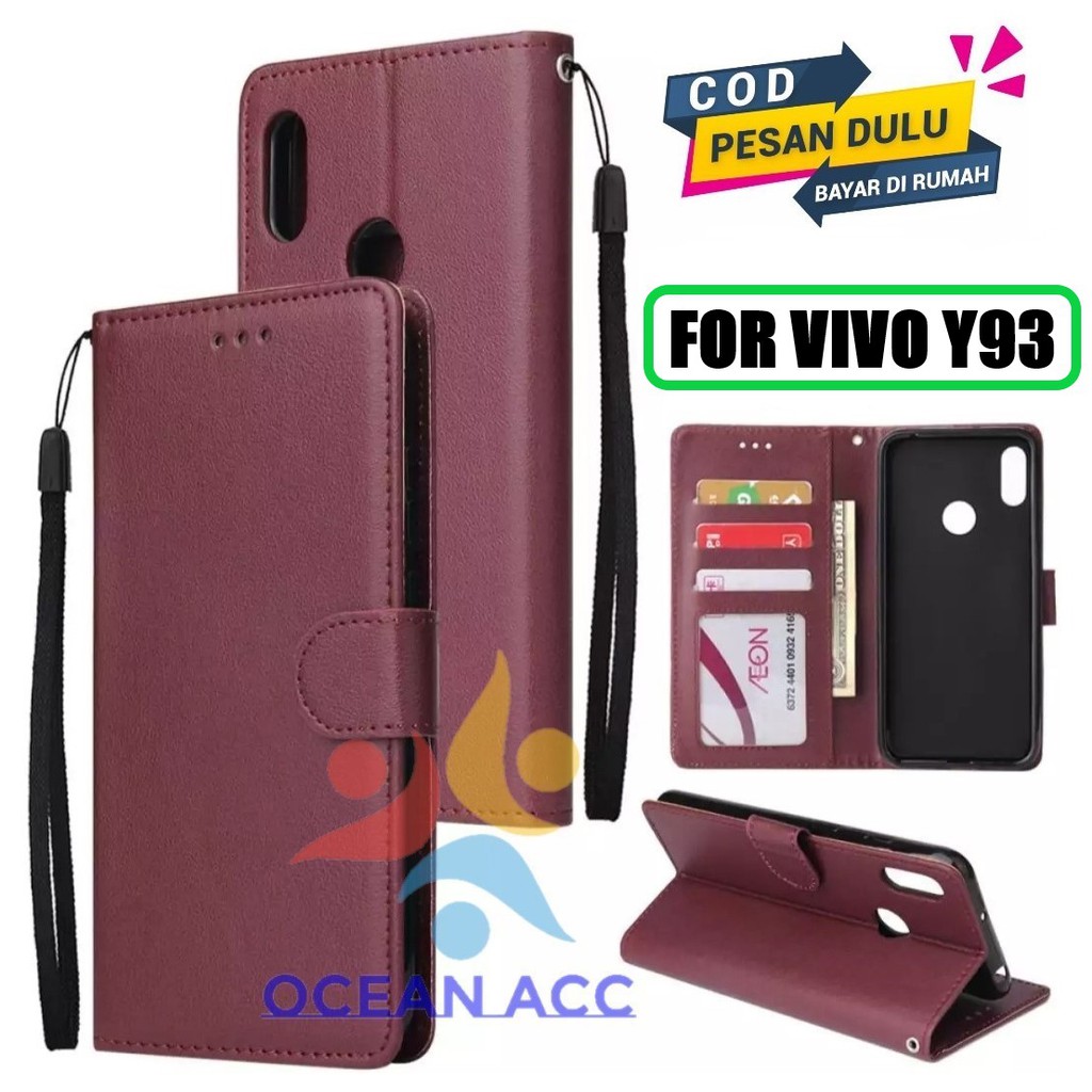 DOMPET HP UNTUK VIVO Y93 LEATHER FLIP CASE VIVO Y93