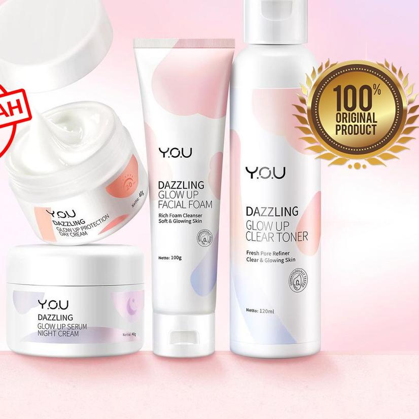 BISA COD ✔️PAKET 1 SET SKINCARE Y.O.U THE DAZZLING GLOW UP SERIES YOU SANDRA DEWI SERUM VIRAL|SQ6