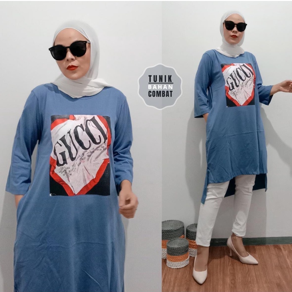 Tunik Long Back GUCCI/Tunik Pinguin/Tunik Wanita Terbaru/Tunik Combad