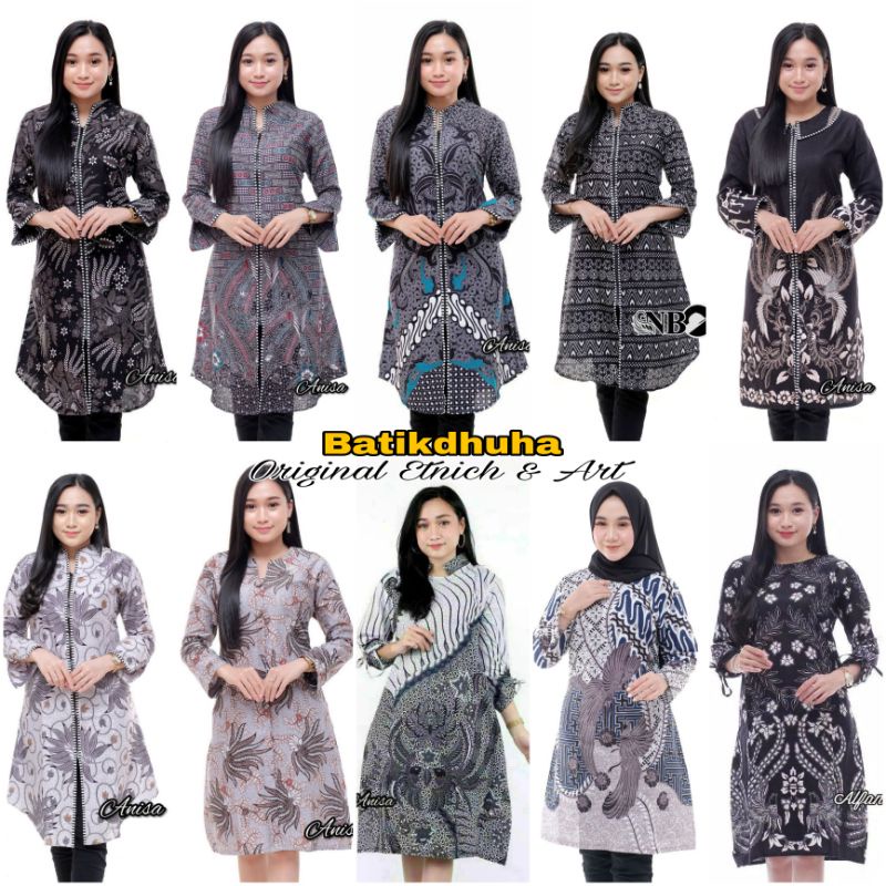 ATASAN BATIK WANITA WARNA ABU ABU GREY / TUNIK BATIK WARNA SOFT GREY