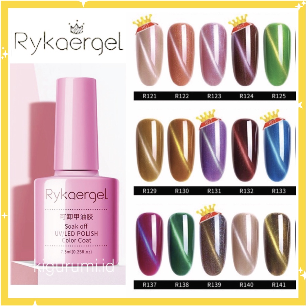 RYKAERGEL Kutek Mata Kucing Soak Off RYK Cat Eyes Gel Halal UV Polish Cat Kuku KU008