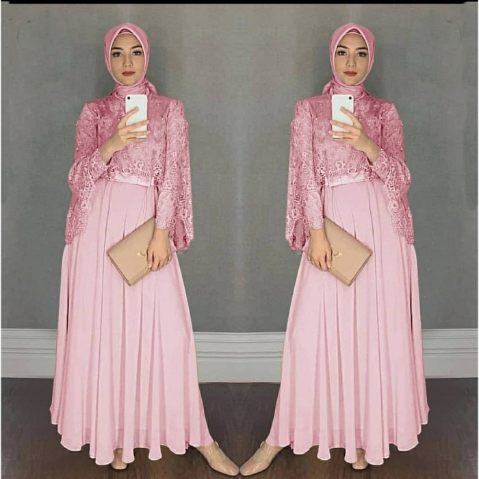 maxi dress brokat/gamis wanita/baju muslim/baju pesta/kondangan/modern