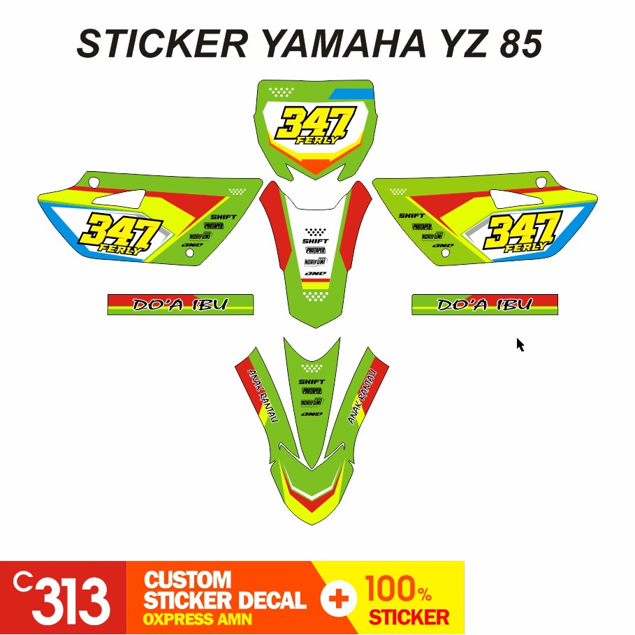 Stiker Decal YAMAHA YZ 85 YZ New YZ Modif Bebek Custom Sticker (28)