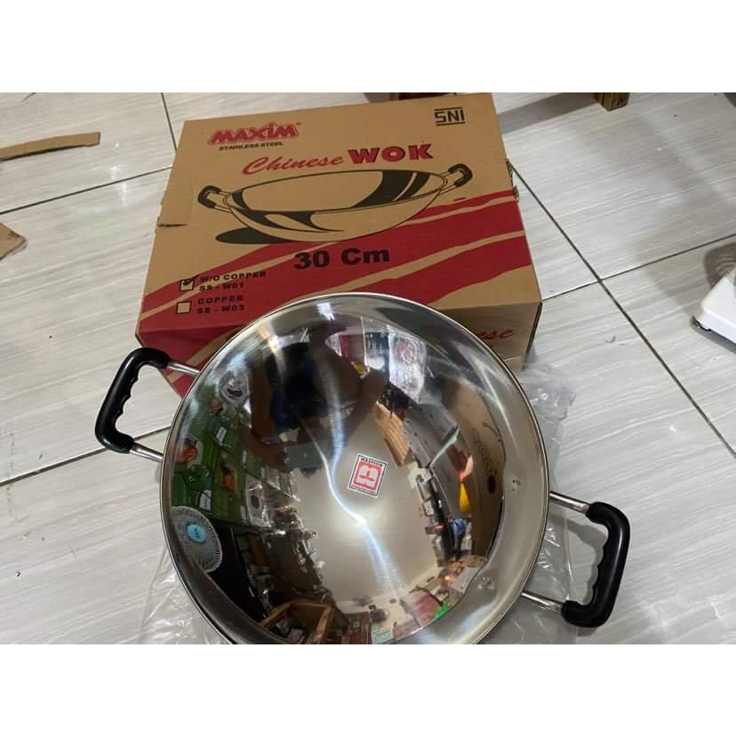 WAJAN MASAK STAINLESS WAJAN 24 30 CM MASPION SS W17 PENGGORENGAN WOK KUALI ANTI KARAT BISA KOMPOR LISTRIK DAN INDUKSI