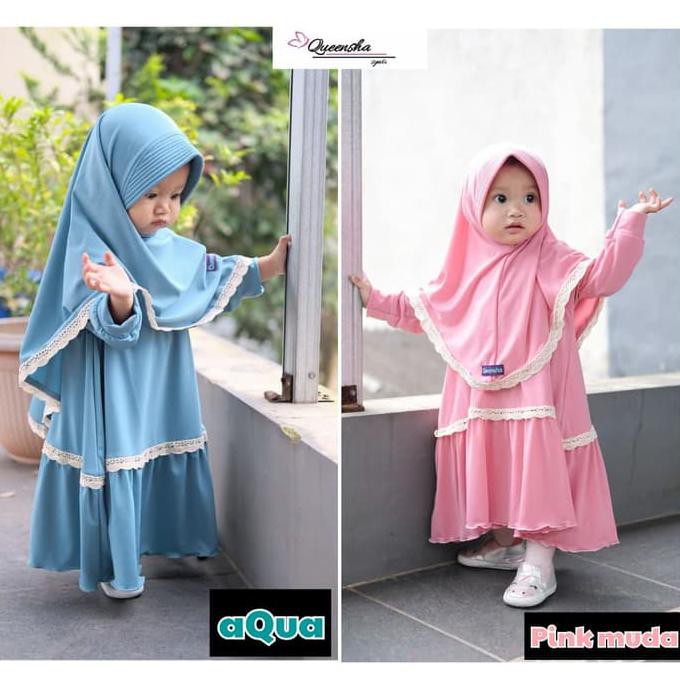 ( BISA COD ) Queensha gamis anak syari gamis anak perempuan baju muslim anak - Merah, S STOK